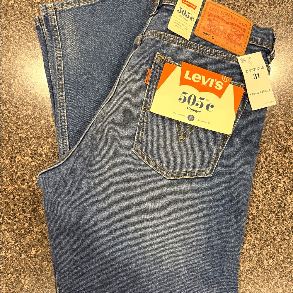 Levi's 505C Orange Tab Cropped Jeans Denim 31 NWT Straight Leg